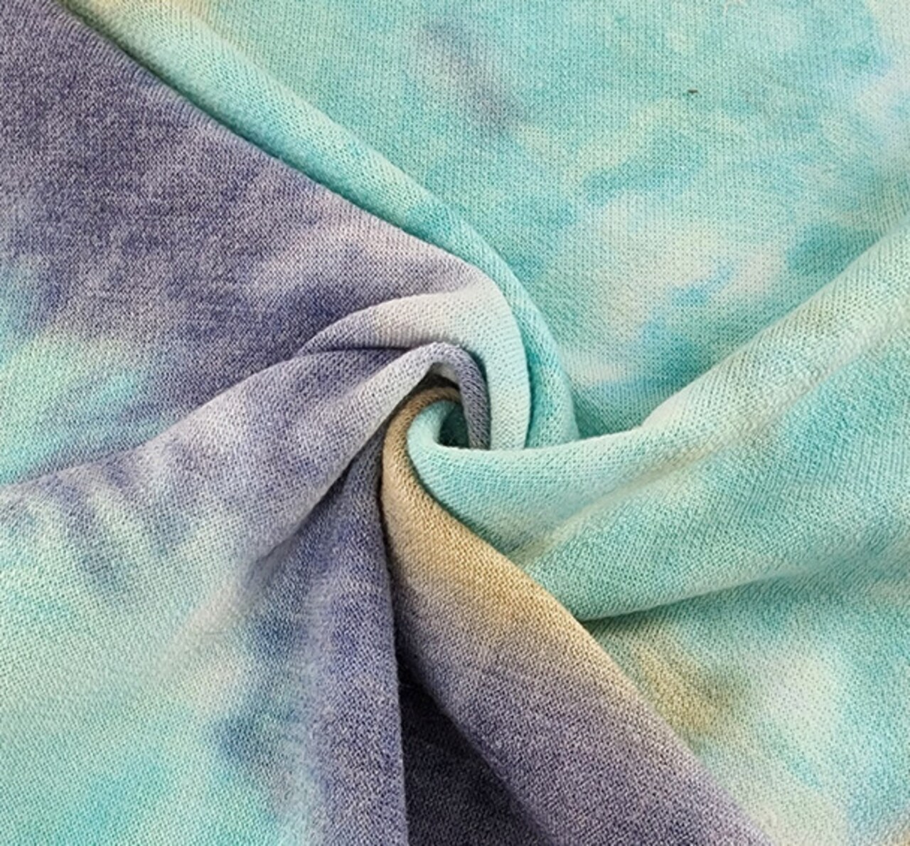 1 Yard Turquoise Indigo Sand French Terry Knit Fabric Soft Stretch Apparel 58/60 Inches Wide